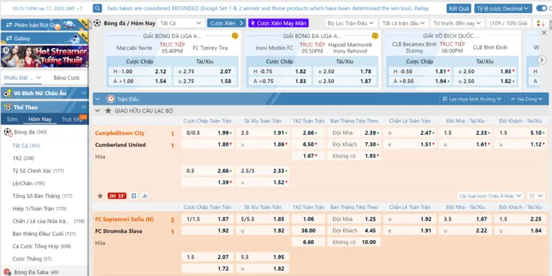 Thể thao 33win với trải nghiệm cá cược tuyệt vời tại Saba Sports